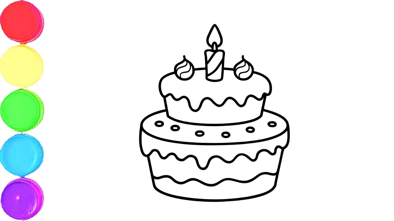 Как нарисовать торт на день рождения🎂 || Простой пошаговый рисунок торта на день рождения🎈 || Рис...