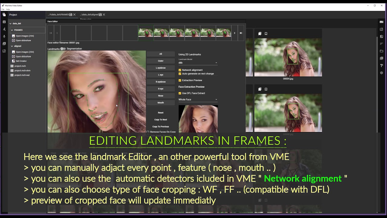 MANUAL / AUTO  RE-EXTRACT ALIGNED FACES USING MVE ( MACHINE VIDEO EDITOR )