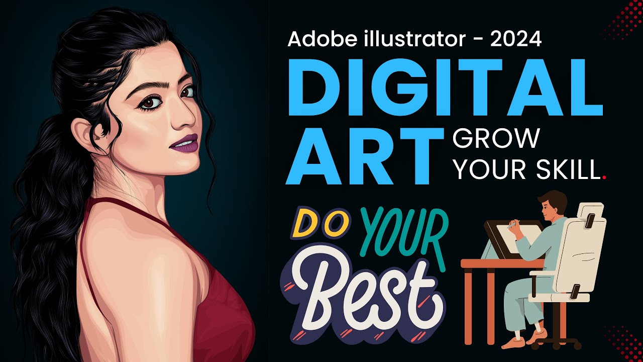 Digital Art of Details: Creating a Realistic Rashmika Vector Portrait | Adobe Illustrator