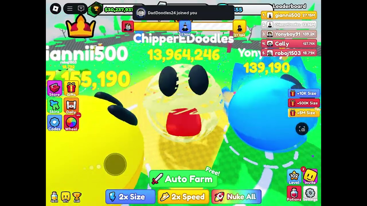 Playing Ball Eating Simulator on Roblox