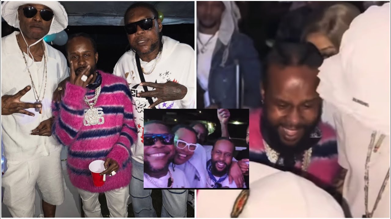 WOW 😮POPCAAN ,VYBZ KARTEL & SHAWN STORM AT A FULL WHITE PARTY
