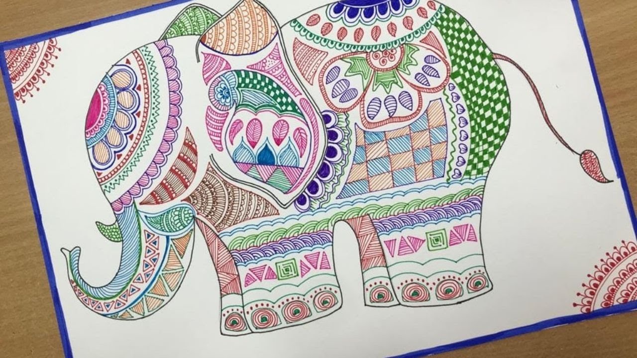 Mandala Art for beginners/ Zentangle Drawing/ Mandala Elephant/ Mandala drawing for beginners