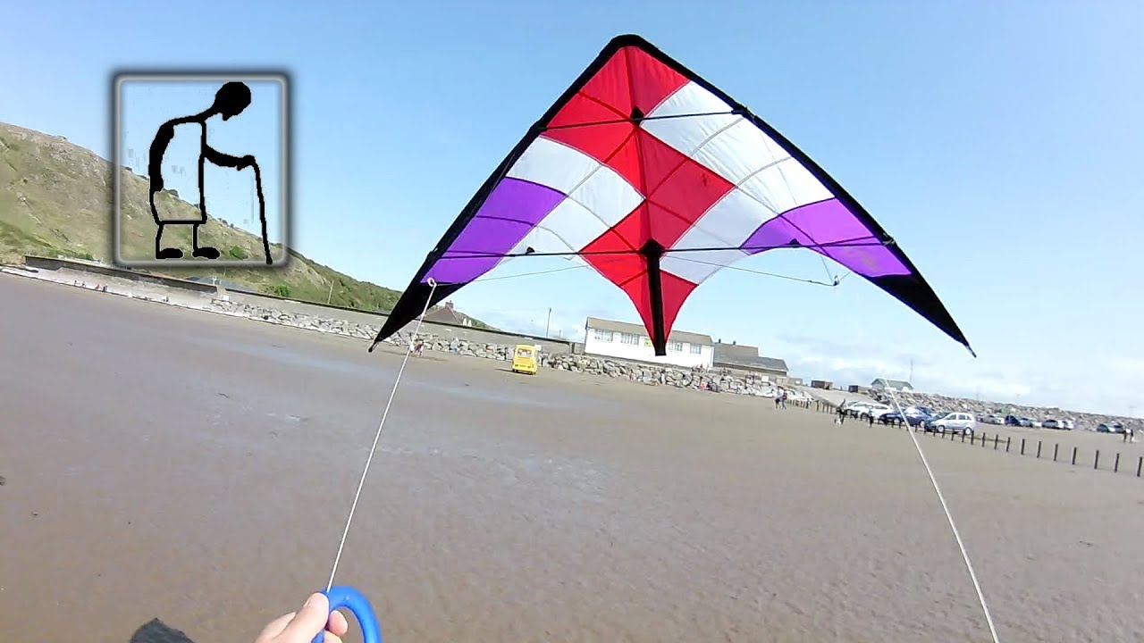 Flying one of my stunt kites on Brean Sands