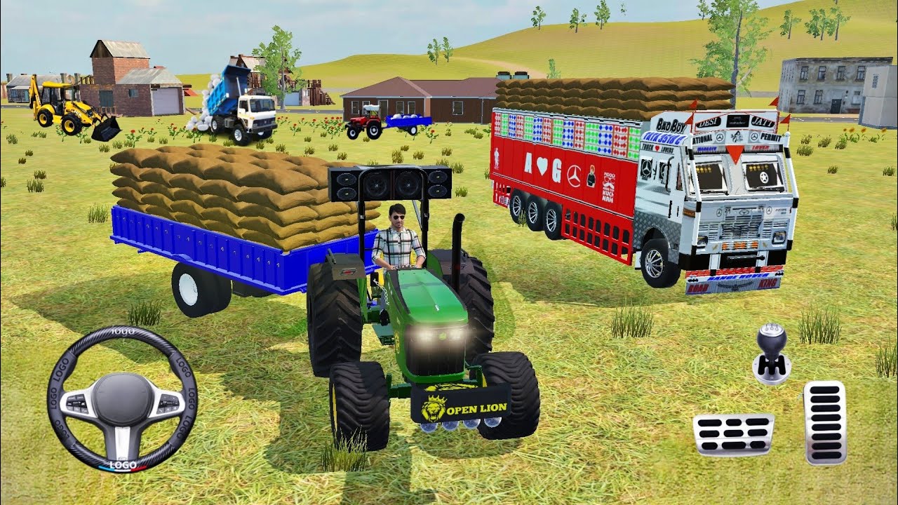 🚜 Drive jcb and unloading 🪨🏗️ stone from dumper in game #jcb #tractor #dumper #deepakspacialvlogs 