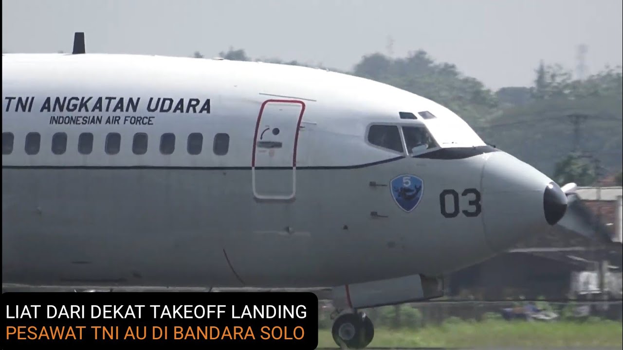 Dekat banget !!! Pesawat TNI AU Takeoff dan Landing di Bandara Adi Sumarmo Solo