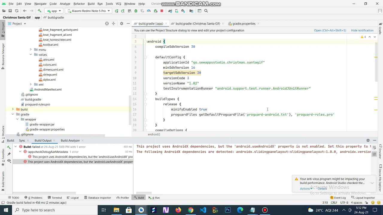Apps Not Lunch for Update 31 api Execution failed for task 'appcheckDebugAarMetadata'