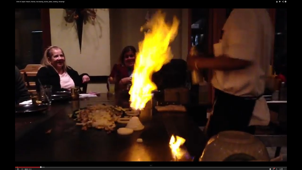 Shiro of Japan Hibachi, flames, rice tossing, stunts, jokes, cooking, Amazing!
