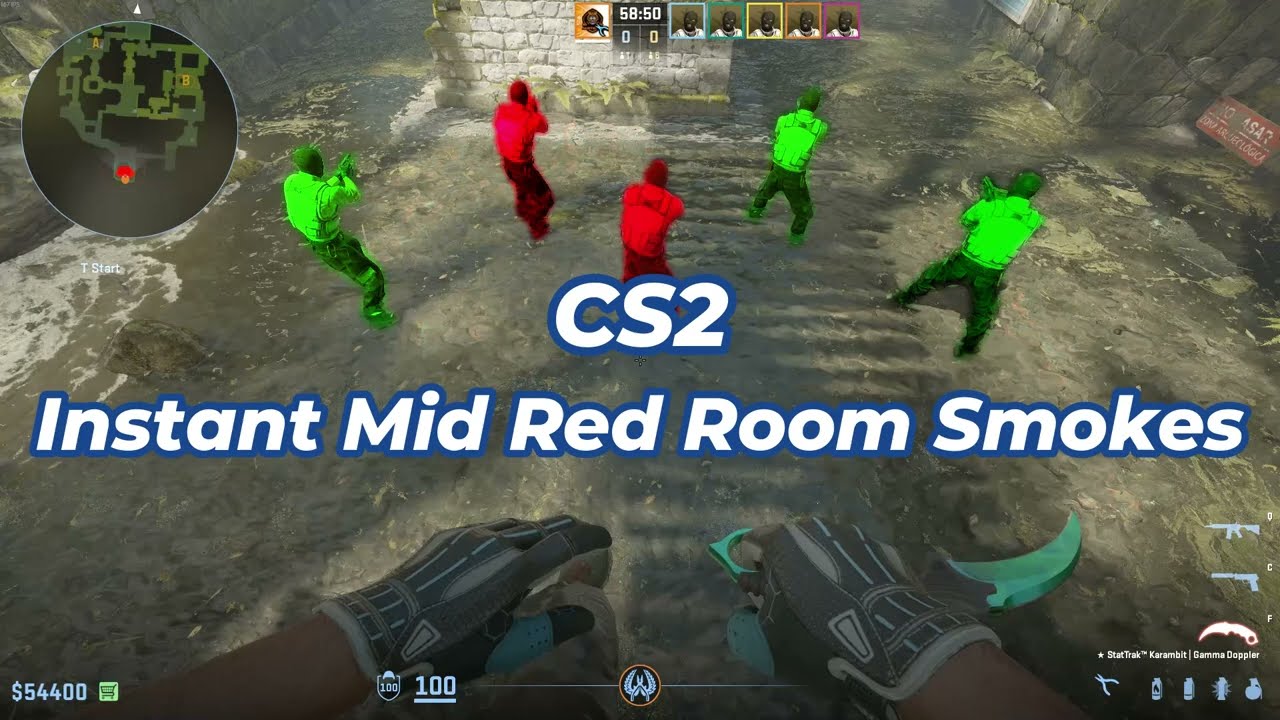 CS2 - ALL INSTANT MIDDLE RED ROOM SMOKE per spawn on Ancient (last update)
