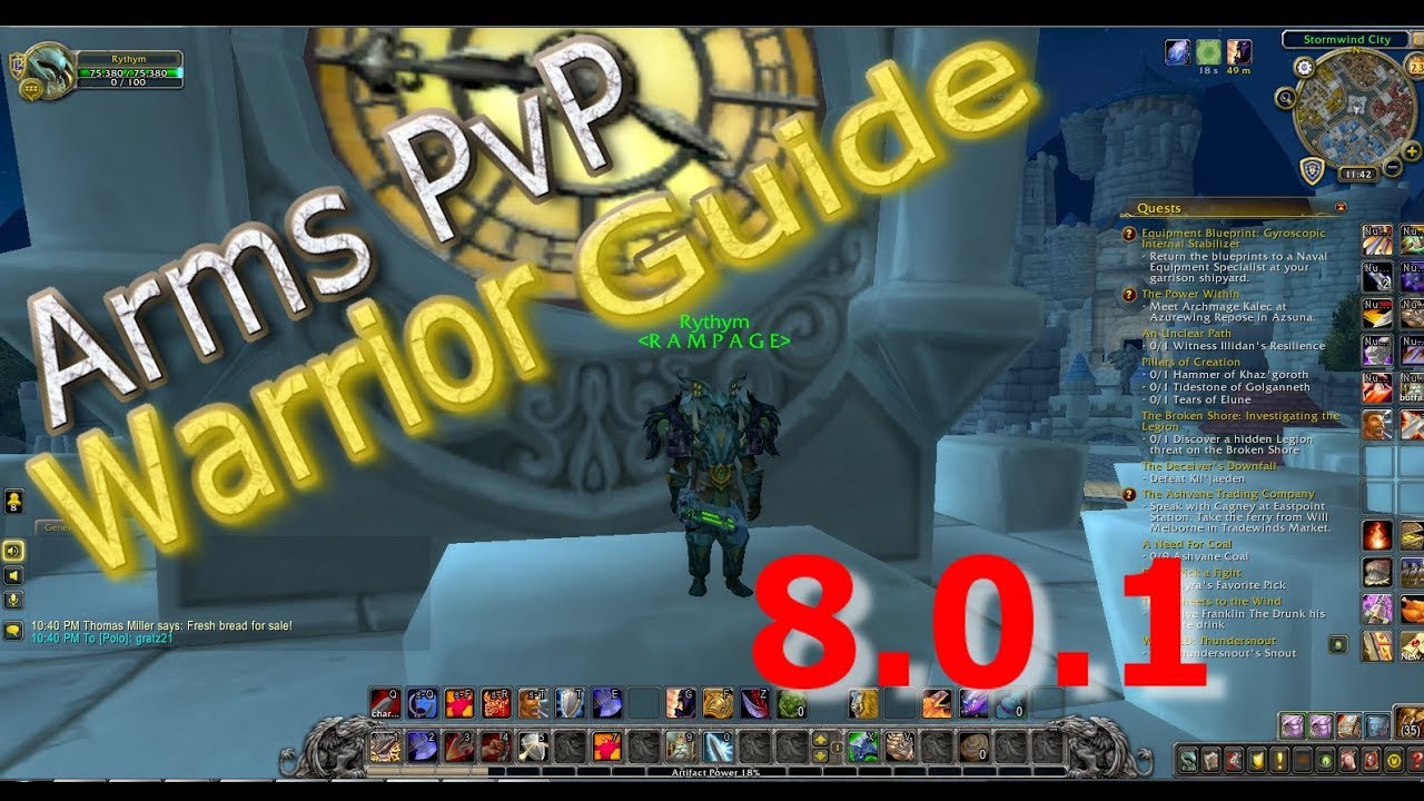 BFA 8.0.1 | ARMS WARRIOR PvP GUIDE | MACROS & TALENTS | with commentary