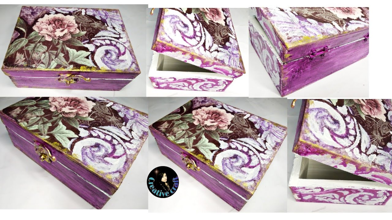 Decoupage on wood / Decoupage on furniture / Decoupage tutorial step by step/Decoupage on wooden Box