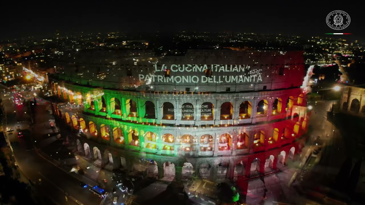 La Cucina Italiana Patrimonio dell'Umanità: illuminazione del Colosseo