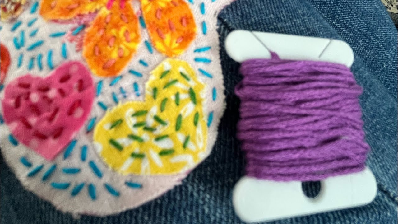 Chatting while making a slow stitched Flowery butterfly #sew #sews #sewing #embroidery #crafts 