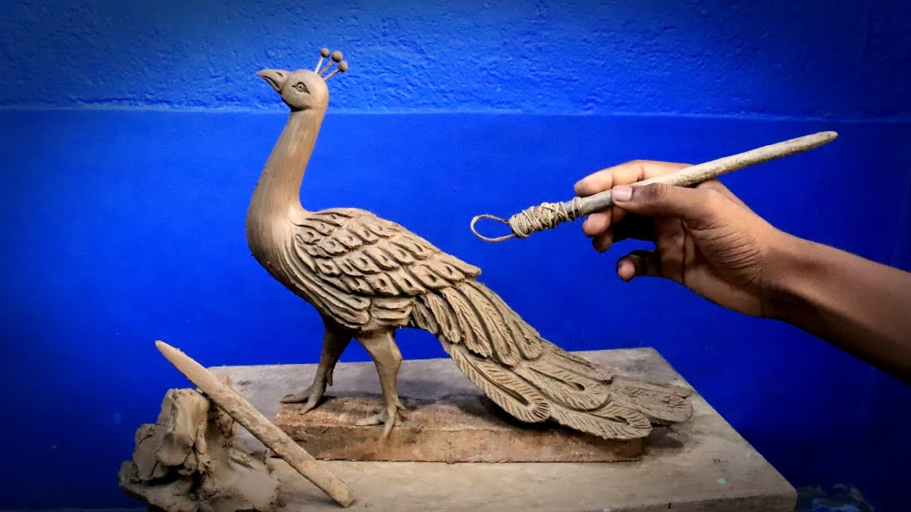 How to make peacock with clay | clay peacock sculpting and modelling | clay art for beginners