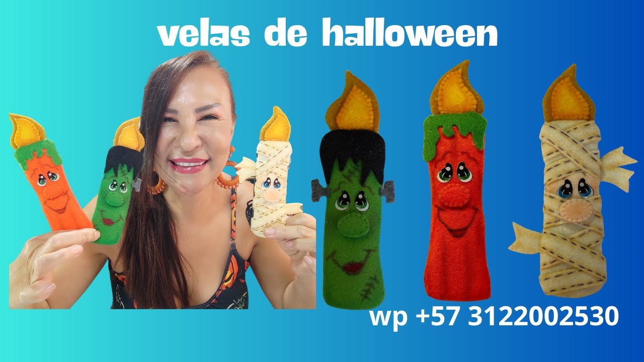 como hacer velas de halloween con retazos de paño lency.
