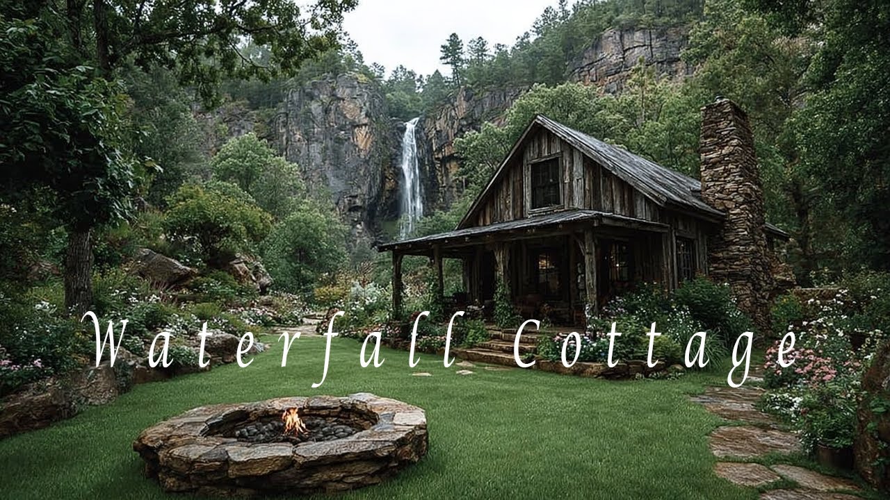 Waterfall Cottage Sanctuary – Healing Meditation Music – Cozy Forest Ambience for Deep Sleep & Calm
