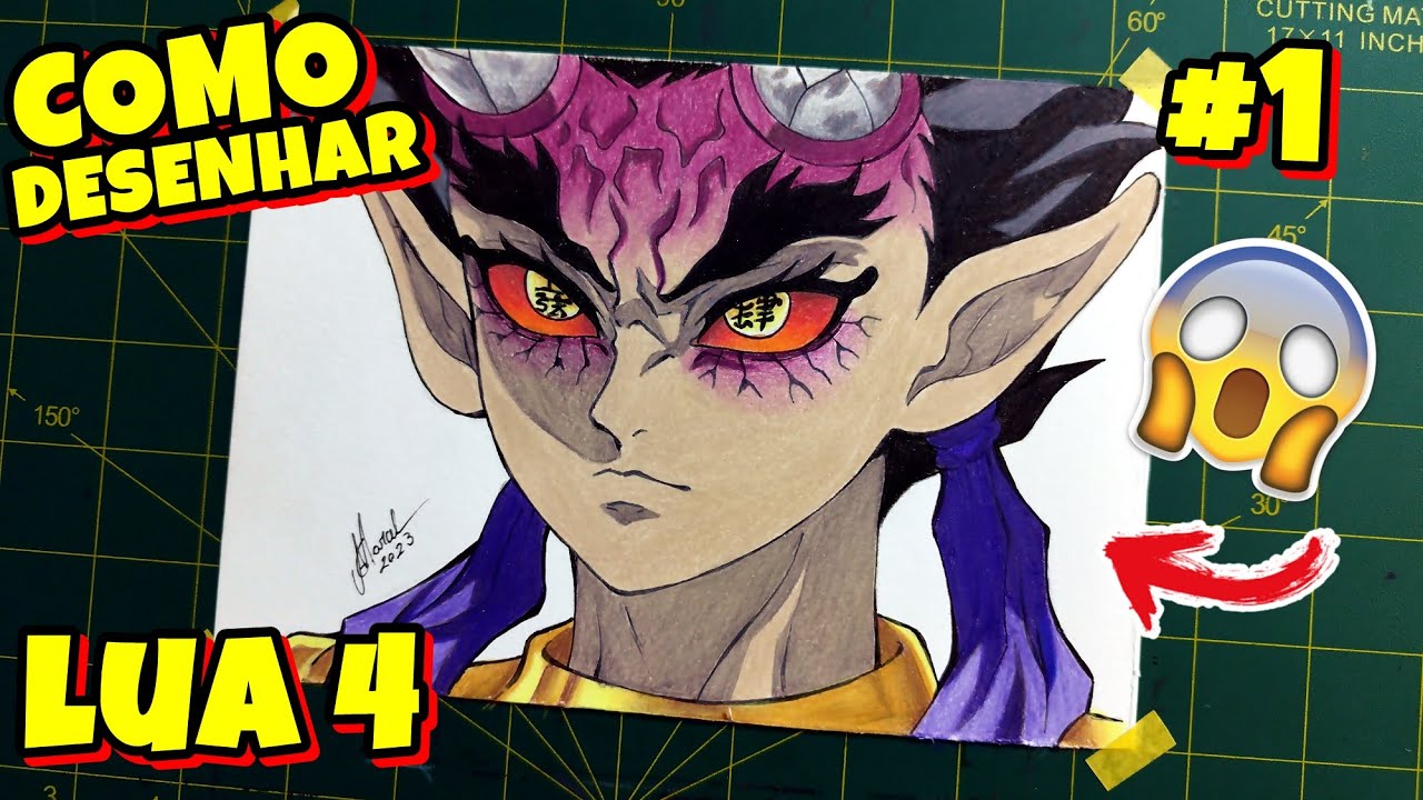 Como desenhar o LUA SUPERIOR 4 HANTENGU FORMA zohakuten - Demon Slayer passo a passo #1