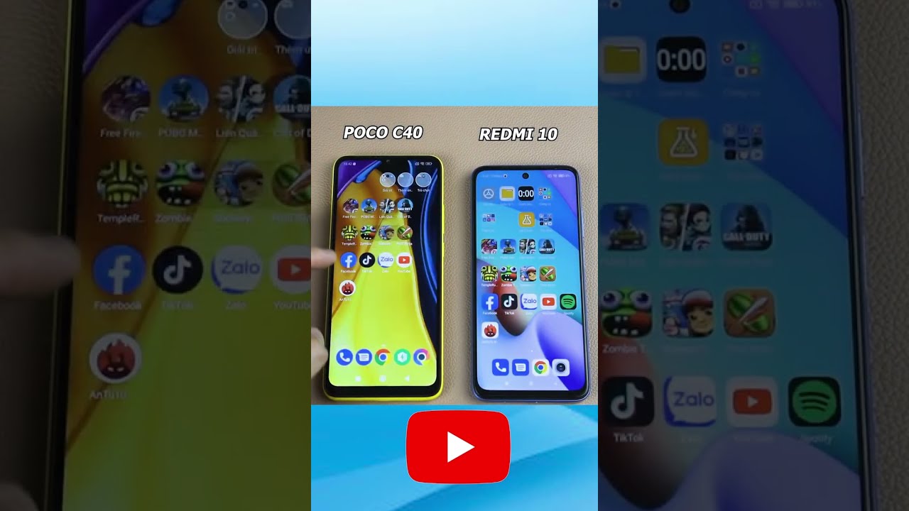 🔥🔥🔥XIAOMI REDMI 10 2022 Vs POCO C40 Speed Test Youtube Benchmark #shorts