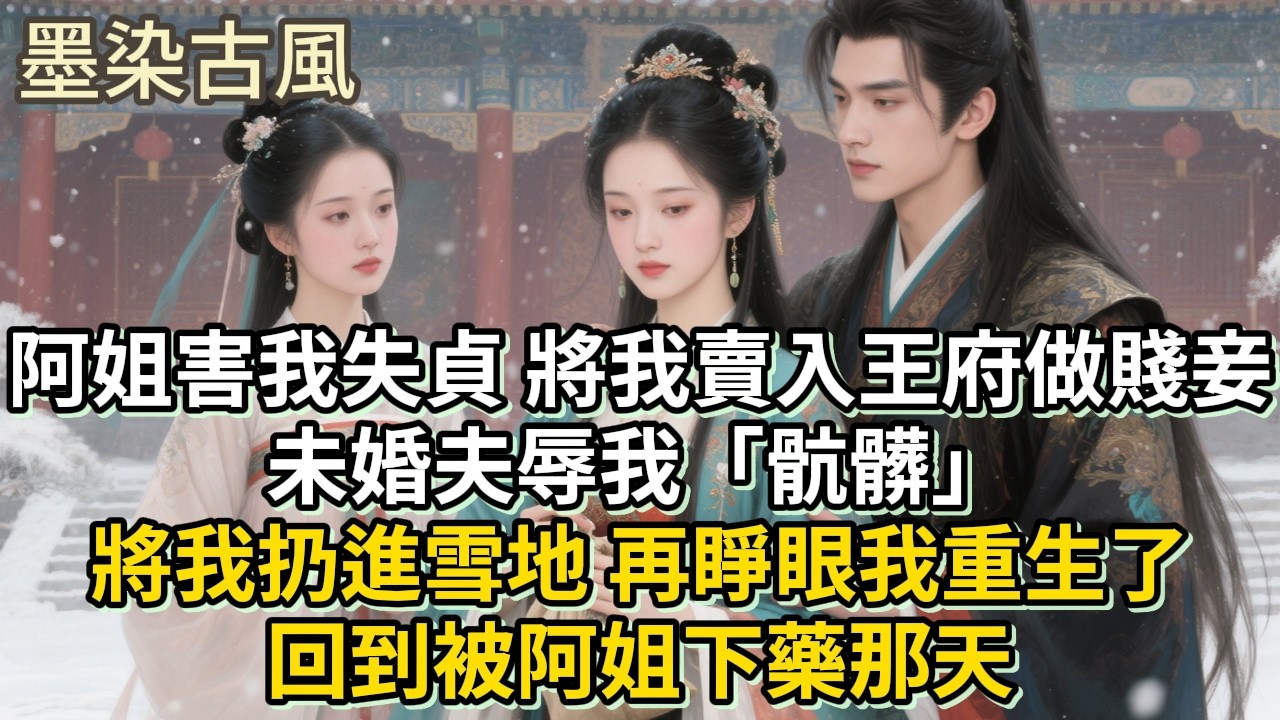 上一世阿姐害我失貞，將我賣入王府做賤妾，未婚夫辱我「骯髒」將我扔進雪地。再睜眼我重生了，回到被阿姐下藥那天#古言 #小説 #古風 #愛情 #情感故事 #爽文 #完結#原創