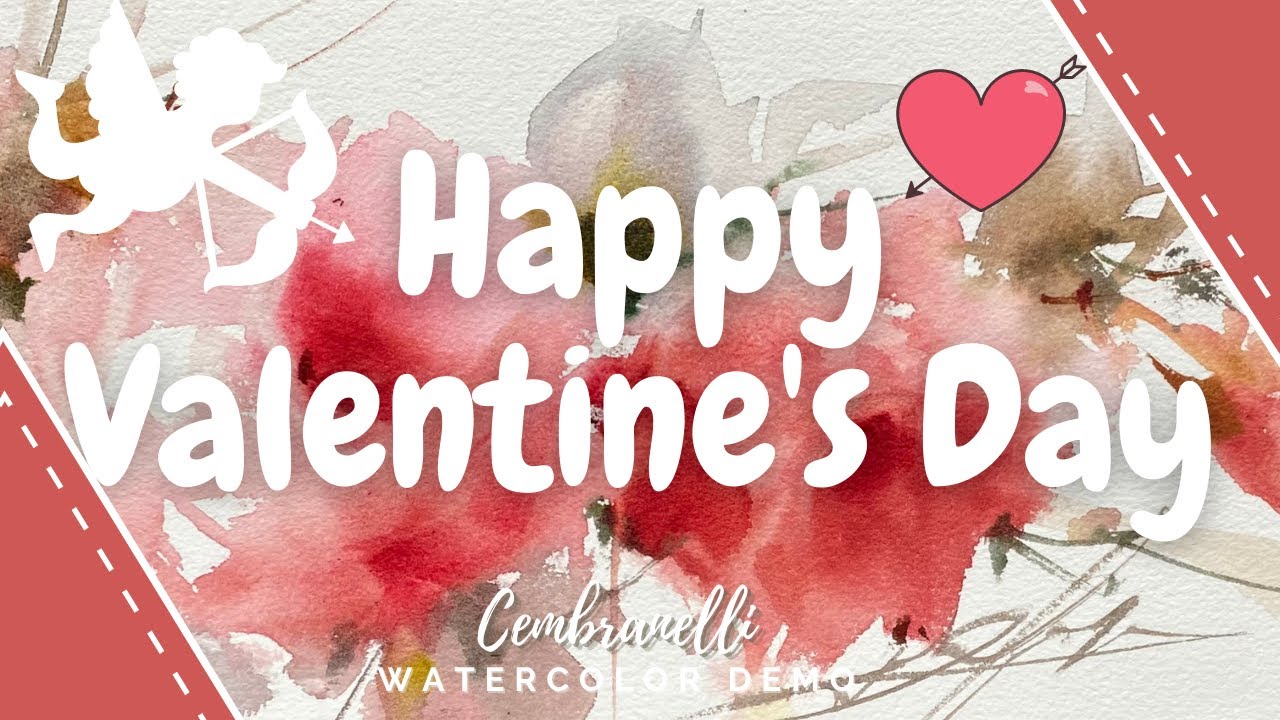 Happy Valentine's Day - Watercolor/Aquarela - Demo Roses