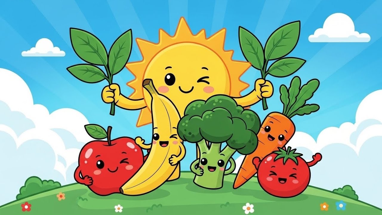 لنغني مع الأطفال عن الأكل الصحي 🍎🥦 – خضار وفواكه تجعلنا أقوياء ونشيطين كل يوم!