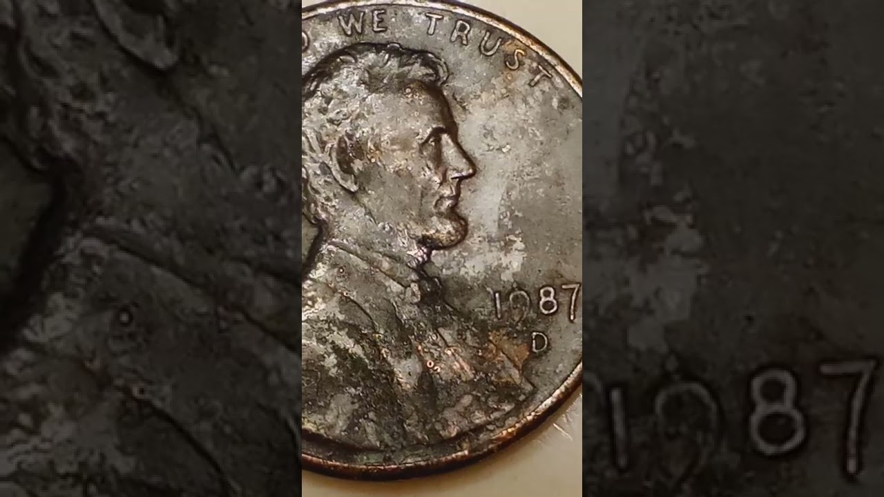 silver 1987 d  penny coin roll find die error