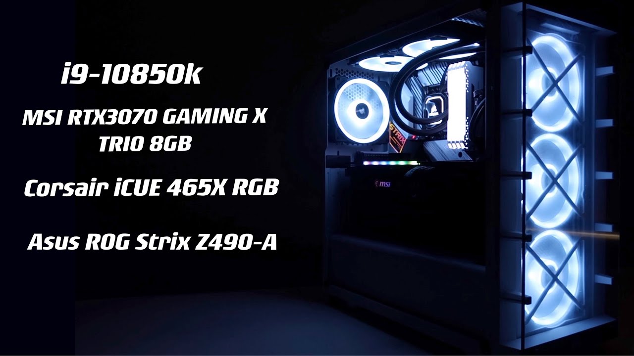 Corsair iCUE 465X RGB White Gaming PC Build / i9-10850K / MSI RTX3070 / Asus Z490-A