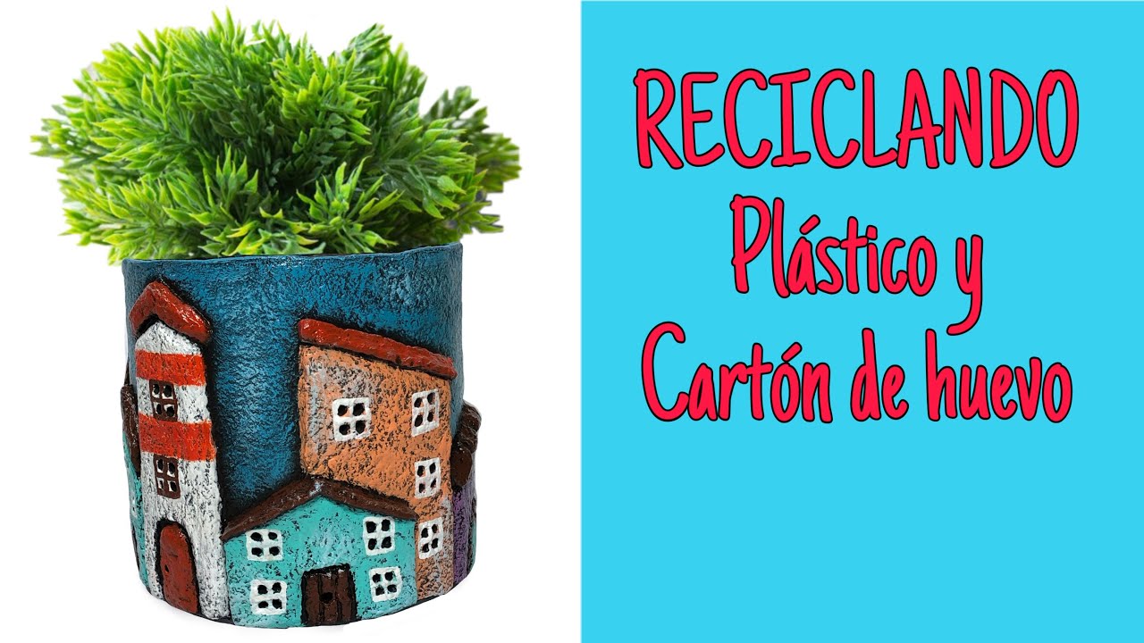 ♻️ 24-Maceta CASITAS de Reciclaje de plástico y Cartón/Make Recycling pot
