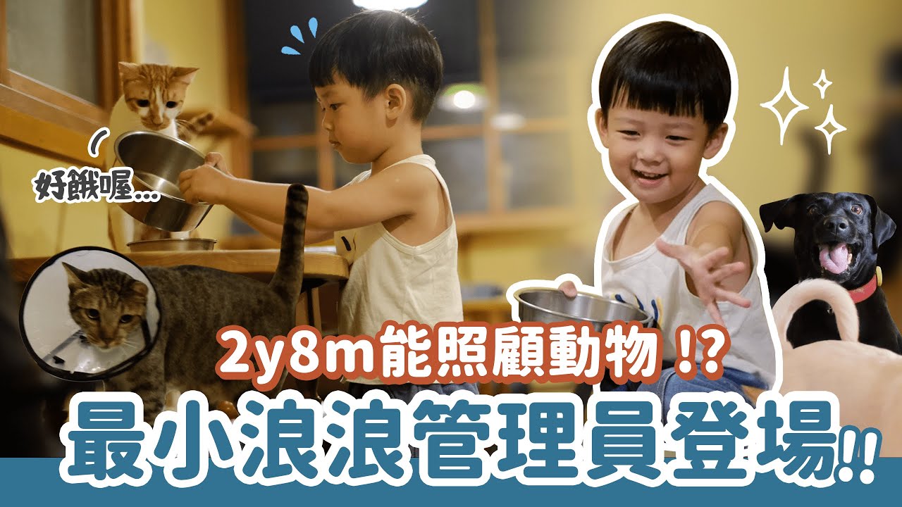 2y8m能照顧動物！？  最小浪浪管理員登場！｜毛孩小孩一起養
