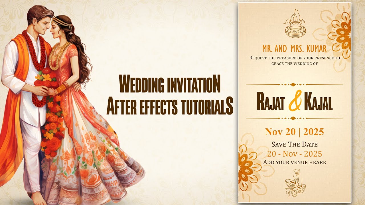 How to create digital invitation video | Wedding Invitation after effects tutorials | Save the date