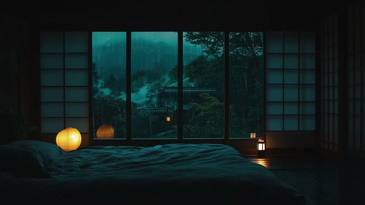 Cozy Cabin Rainstorm at Night 🌙 No Ads | Soothing Rain Sounds for Stress Relief