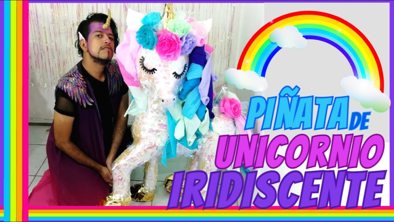 Como hacer una piñata de unicornio IRIDICENTE ( tornasol )EDREI POP
