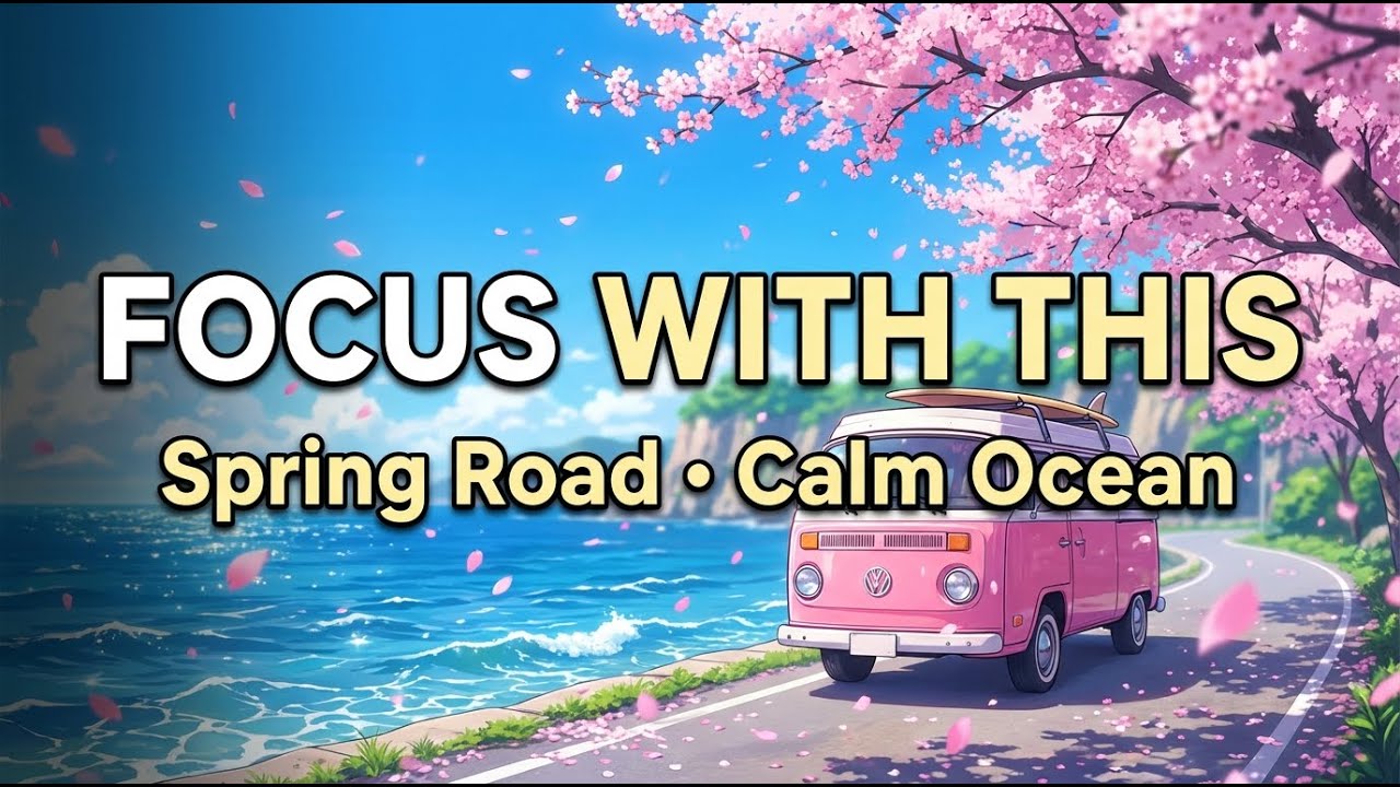 Spring Ocean Road Trip  Relaxing Sakura Coastline Ambience
