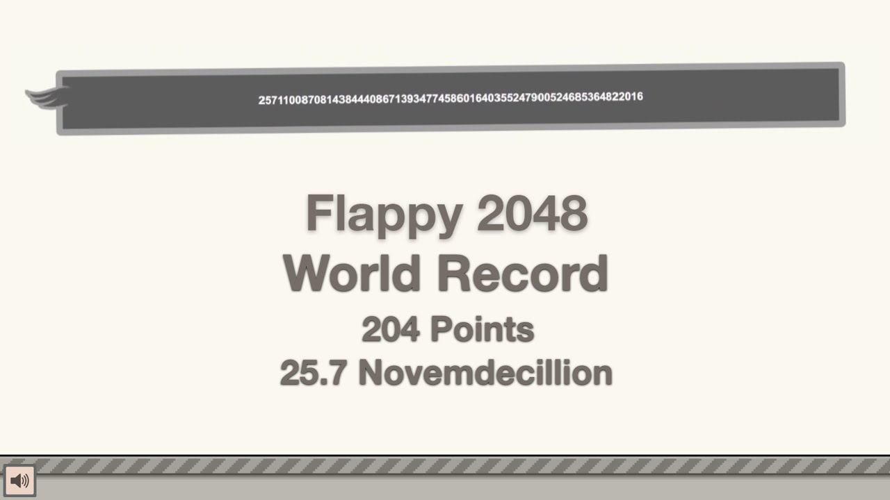 Flappy 2048 World Record | 204 Points | 25.7 Novemdecillion