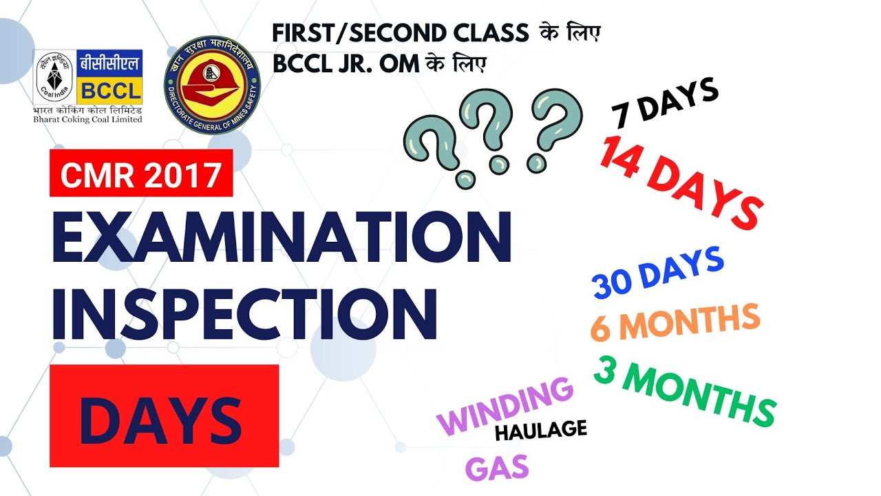 Examination days - BCCL Jr OM and DGMS First Class/Second Class Exam