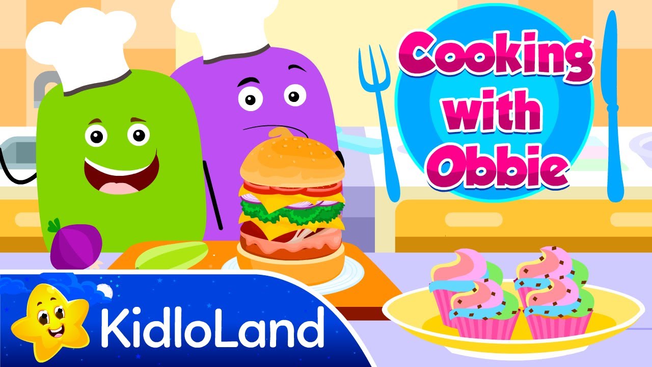 Make Burgers & Cupcakes with Obbie | Kids Shows | Cartoon Cooking Video Games for Kids | KidloLand