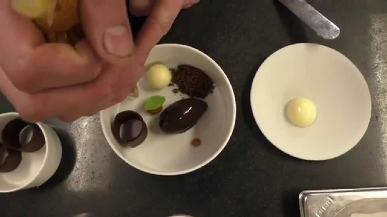 Roy Donselaar prepares a dessert at Michelin star La Source