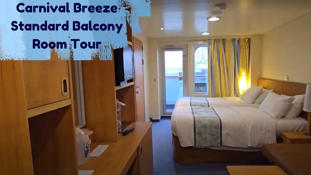 Обзор стандартного каюты с балконом на лайнере Carnival Breeze, номер 7400.