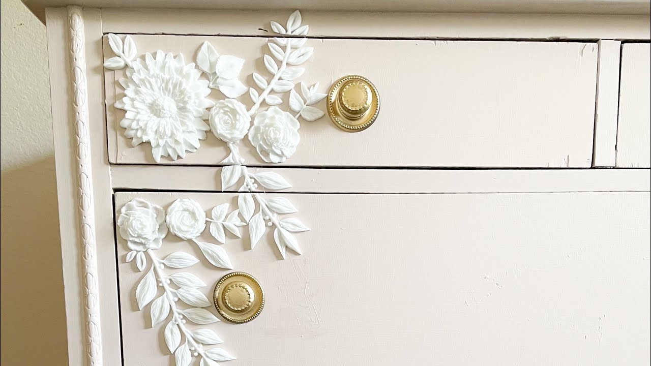 Anthropologie Dresser Dupe | Flower molds on Chest of Drawers