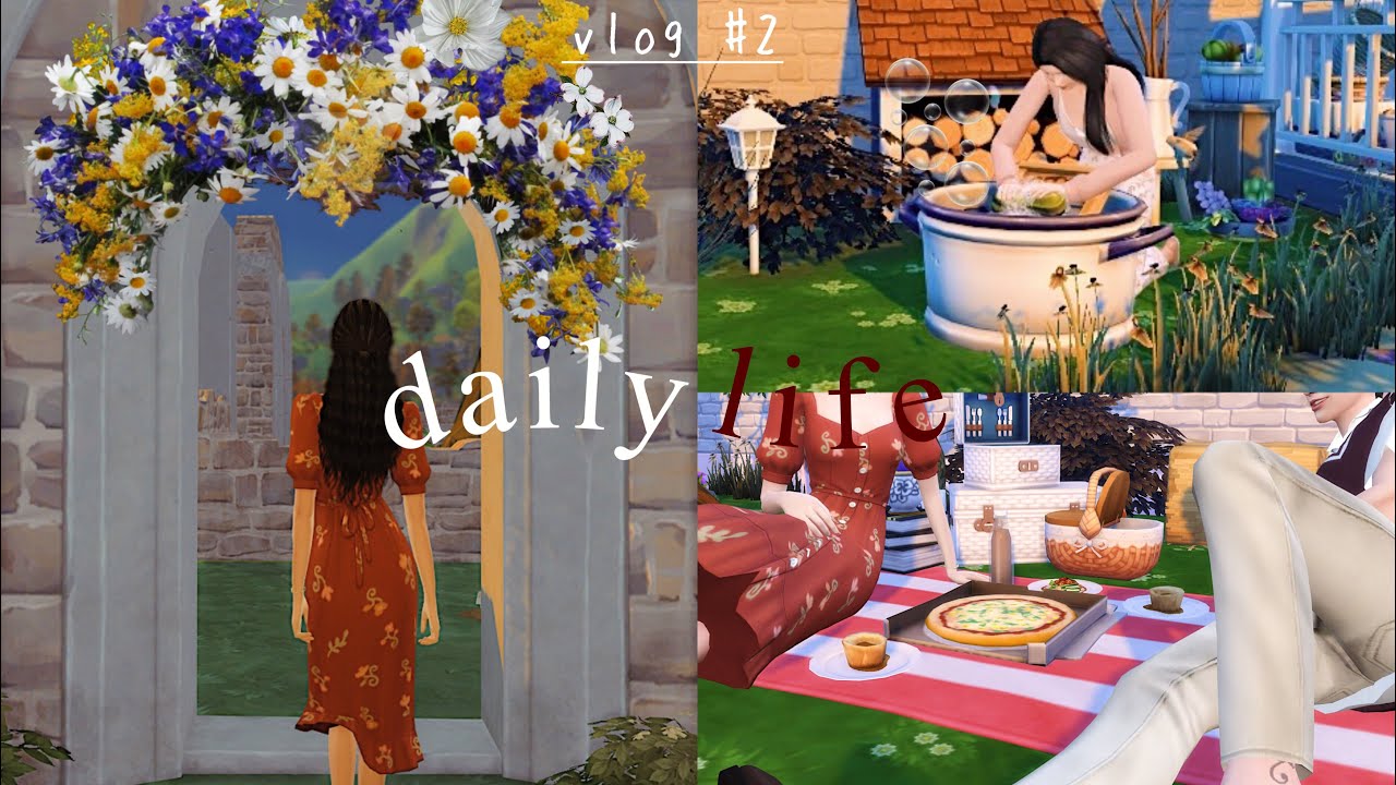 sims 4 vlog // daily life vlog: small business, boyfriend reveal, picnic, grocery date 🪷🧺🐇👗