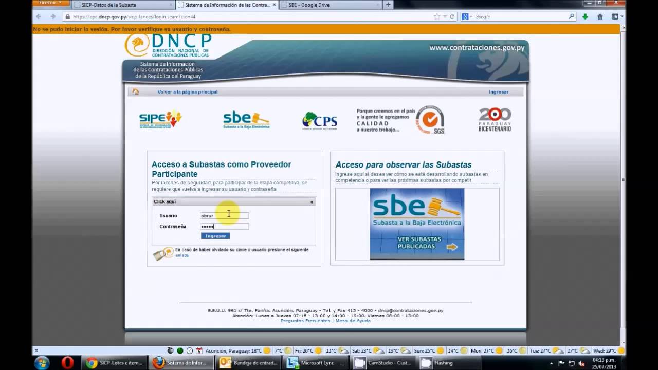 Guía SBE Paraguay - Proceso de Subasta a la baja