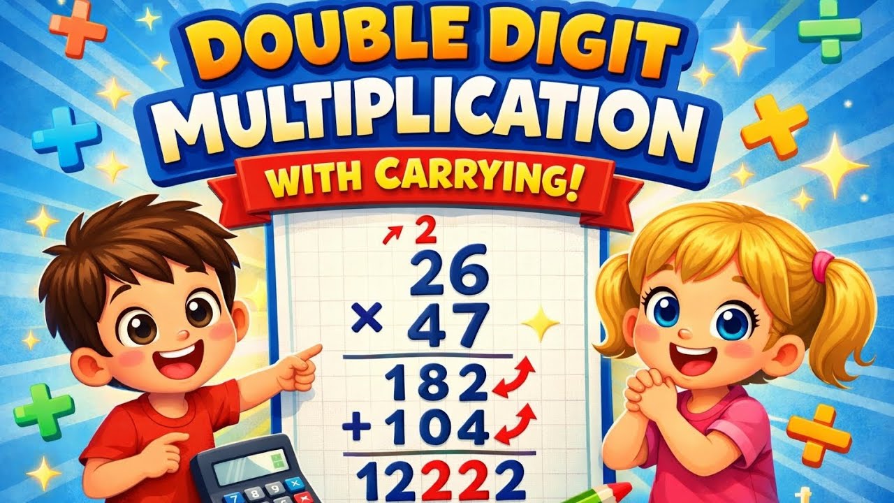 Double Digit Multiplication with Carry | Easy Method for Kids
