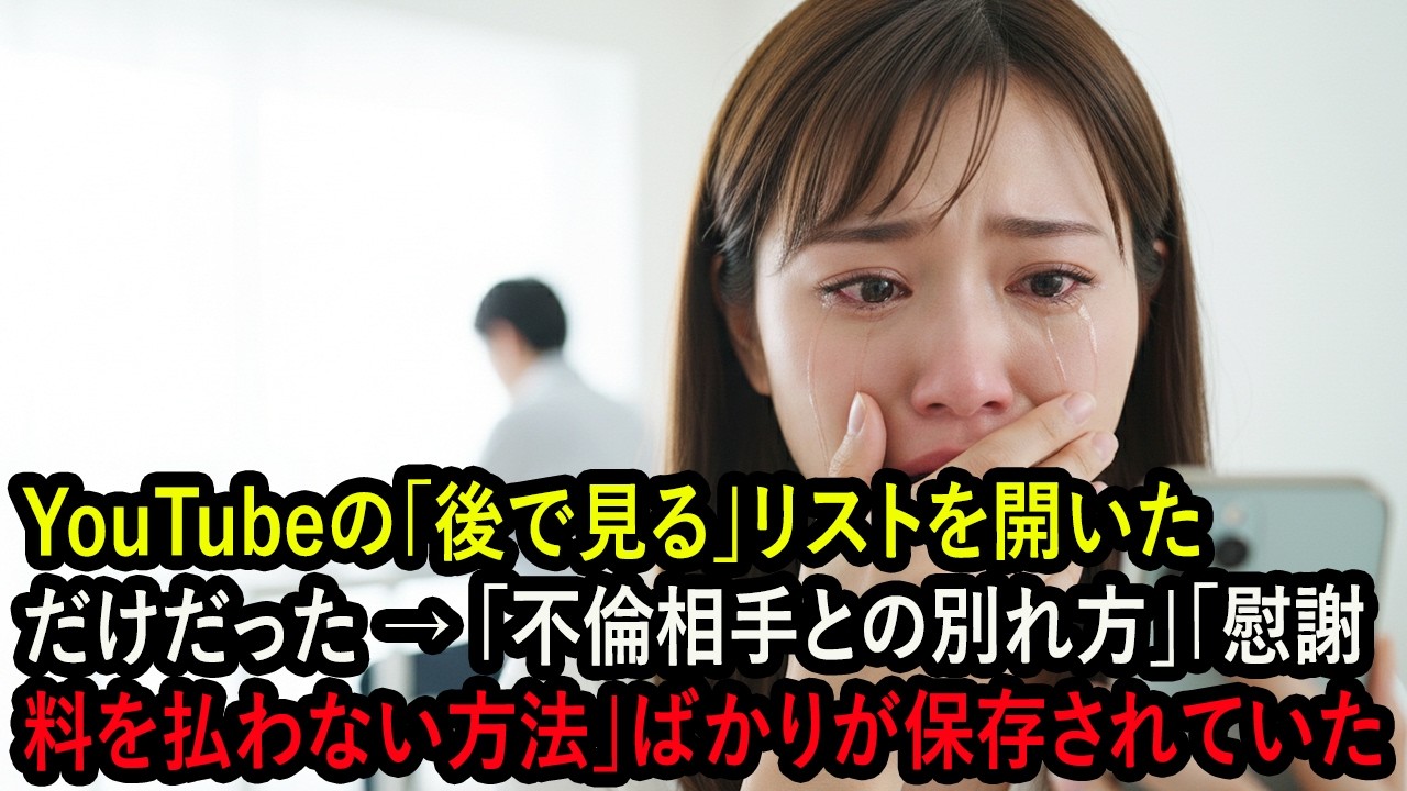 YouTubeの「後で見る」リストを開いただけだった → 「不倫相手との別れ方」「慰謝料を払わない方法」ばかりが保存されていた