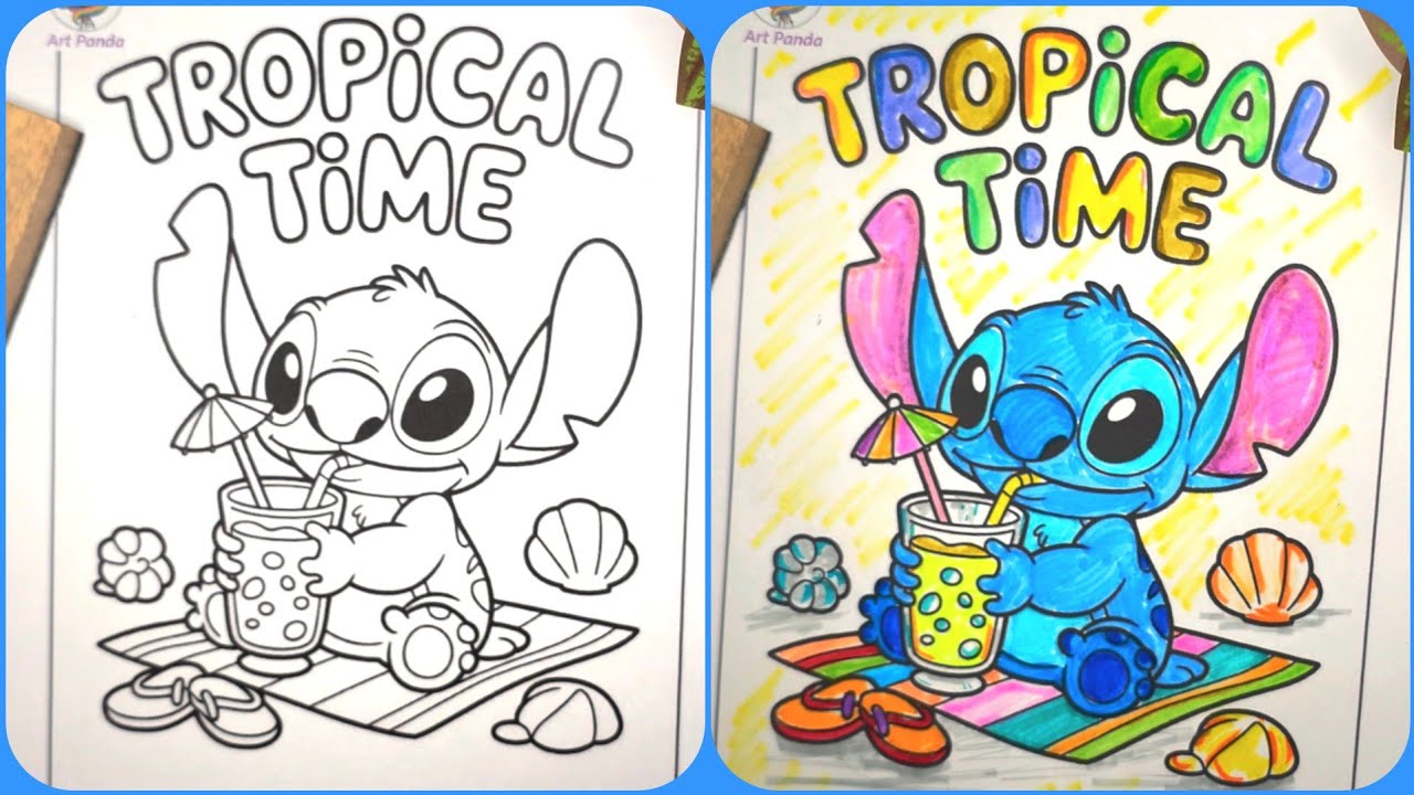 Stitch coloring page! Tropical Vibes!
