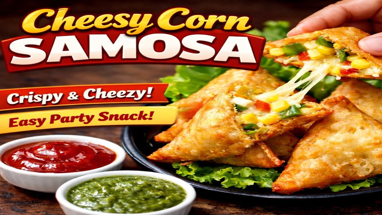 Cheezy Corn Samosa | Crispy & Gooey Party Snack Recipe