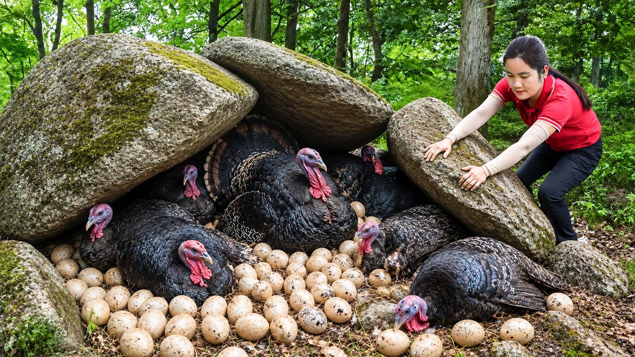 Harvest 1000+ Turkey, Chicks by the Stream Goes to market sell | Harvest Chicken Eggs on Tree