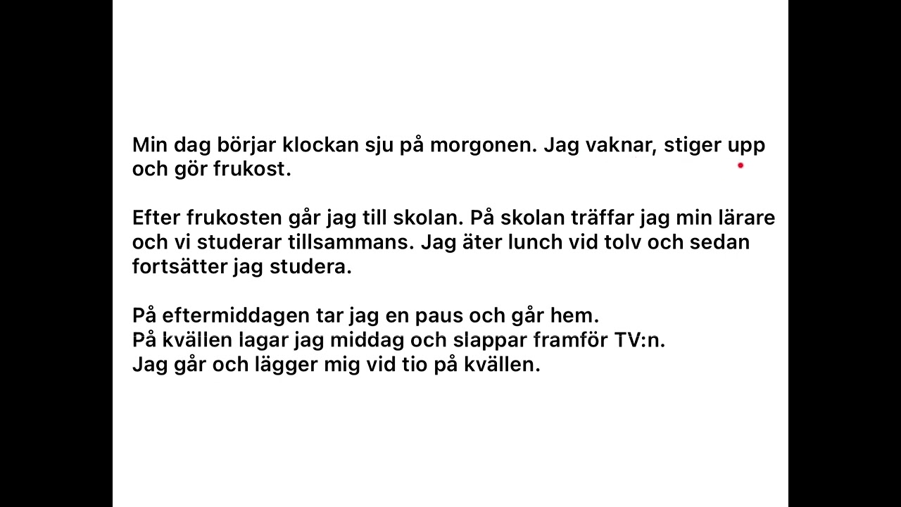 SFI A- Läsa och förstå. Min morgon