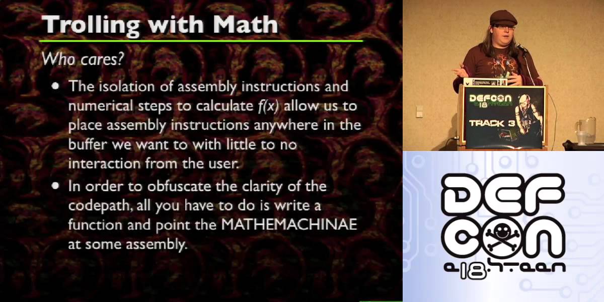 DEF CON 18 - frank^2 - Trolling Reverse-Engineers with Math: Ness... It hurts...