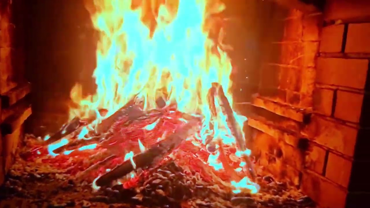 A fireplace, the quiet flickering of coals, warm and cozy