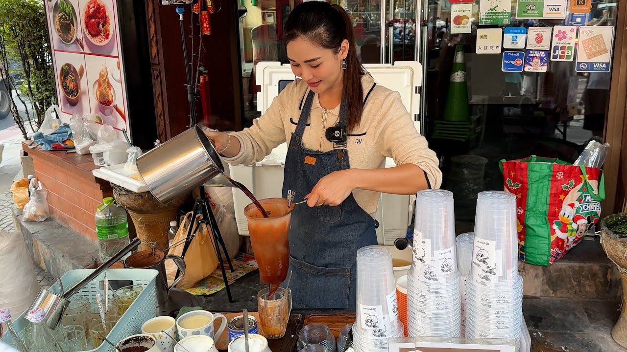 Smiling Angel! Thai Lady Selling Coffee & Thai Tea