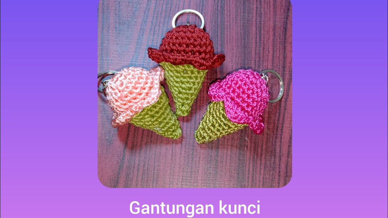 Rajut es krim gantungan kunci